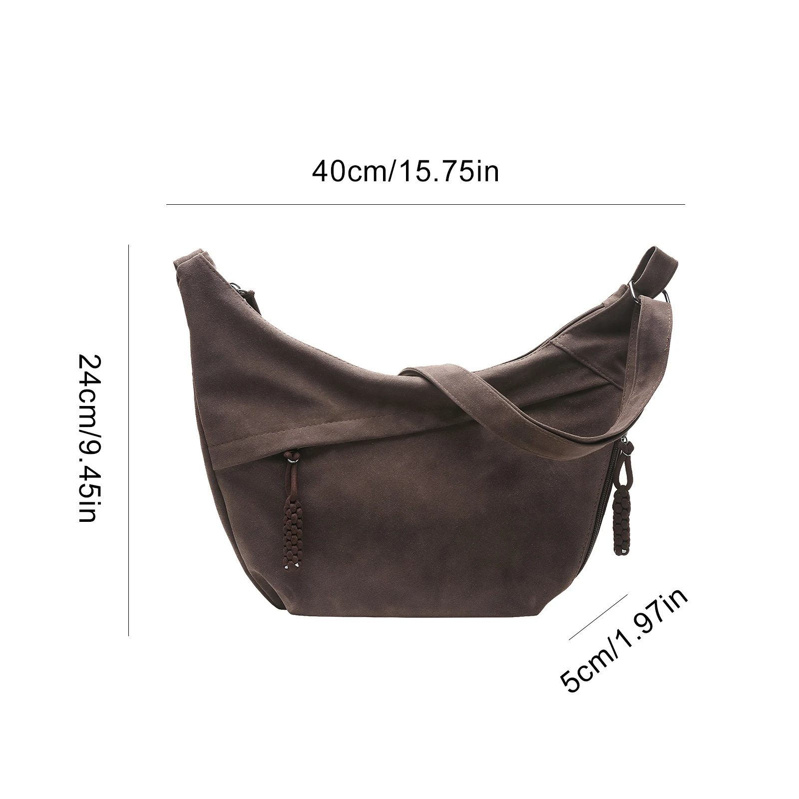 

Faux Suede Crossbody Bag Retro Satchels Purses Large Crescent Bag for Women Ladies Work Travel Commuting
