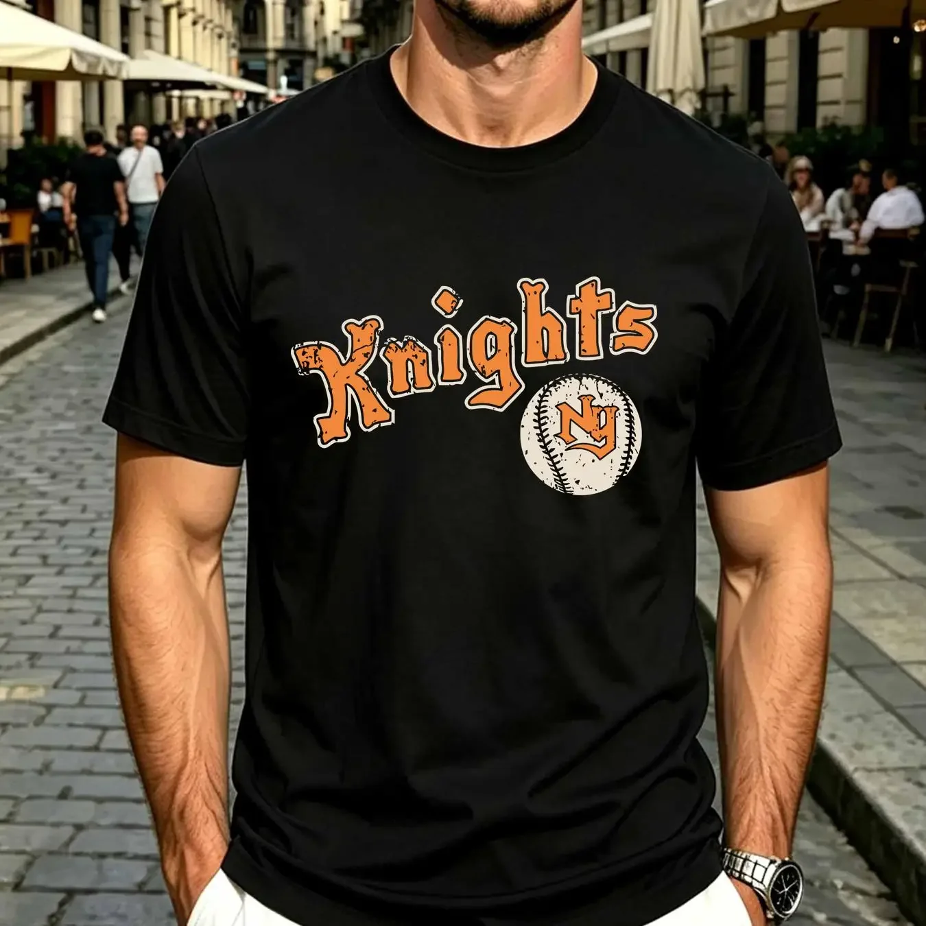 washed T Shirt The Natural NY Knights Baseball Roy Hobbs Men's 1272 long or short sleeves vintage Washed graphic streetwear