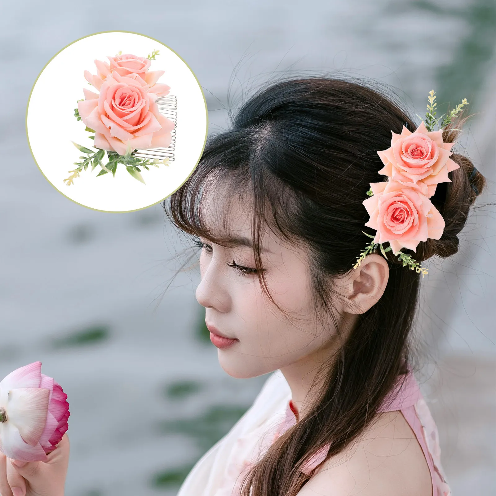 

Искусственная цветочная заколка-гребень для волос для женщин, розовая, с металлическими зубцами, идеальный аксессуар для свадеб, вечеринок, торжественных мероприятий и причесок-пучков
