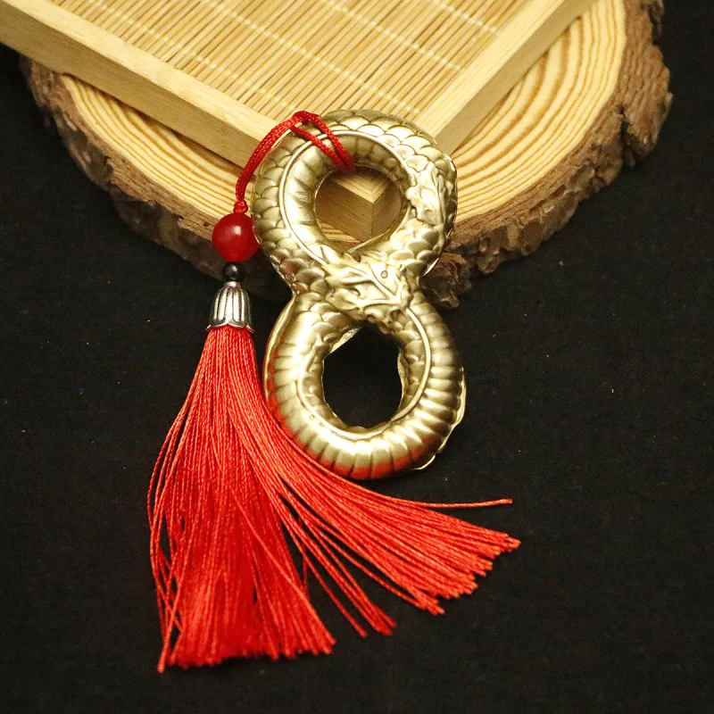 Brass Wealth Infinite Lucky Zodiac Snake Handle Piece Craft Ornament High-end Gift