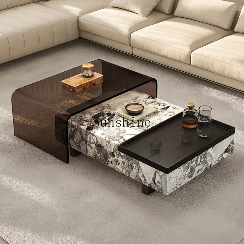 Living room modern high-end minimalist Italian pure natural marble coffee table