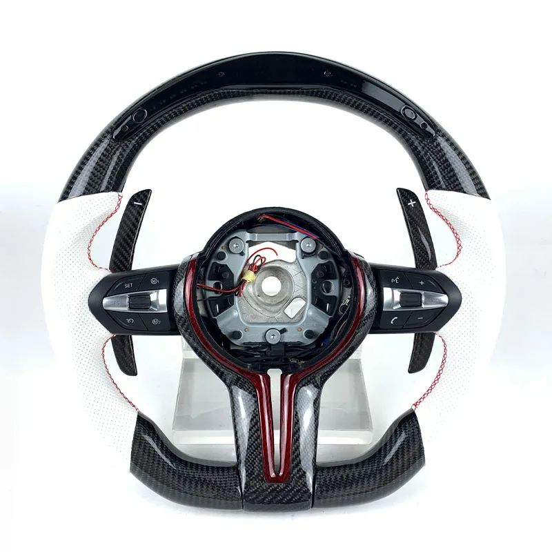 

FOR BMW F10 F20 F30 F31 F80 F82 F87 F15 F25 F26 F16 Steering Wheel LED Display Carbon Fiber Handmade Leather Customization