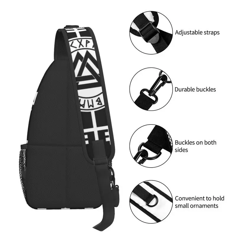 Kühlen Vegvisir Valknut Symbol Runes Vikings Sling Tasche für Reisen Männer Viking Kompass Brust Crossbody Rucksack Schulter Daypack