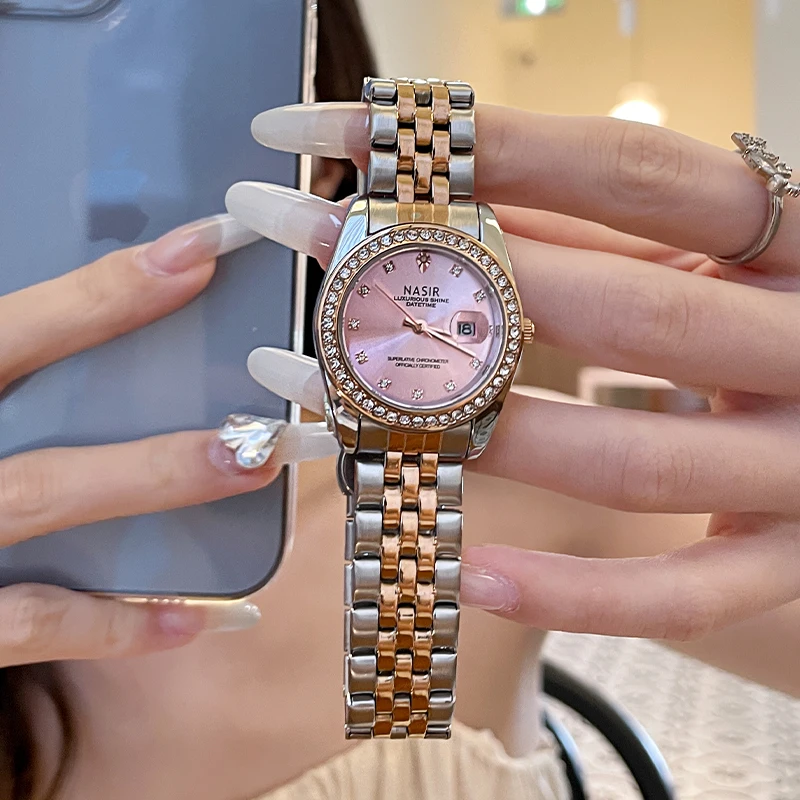 CILOA Women's Luxury Diamond Watch Multicolor Dial Two-Tone Stainless Steel Band Fashion Casual Quartz Wristwatch