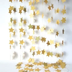Gold Silver 4M DIY Glitter Paper Garland Hanging Star 10CM String Curtain For Wedding Birthday Christmas Party Supplies