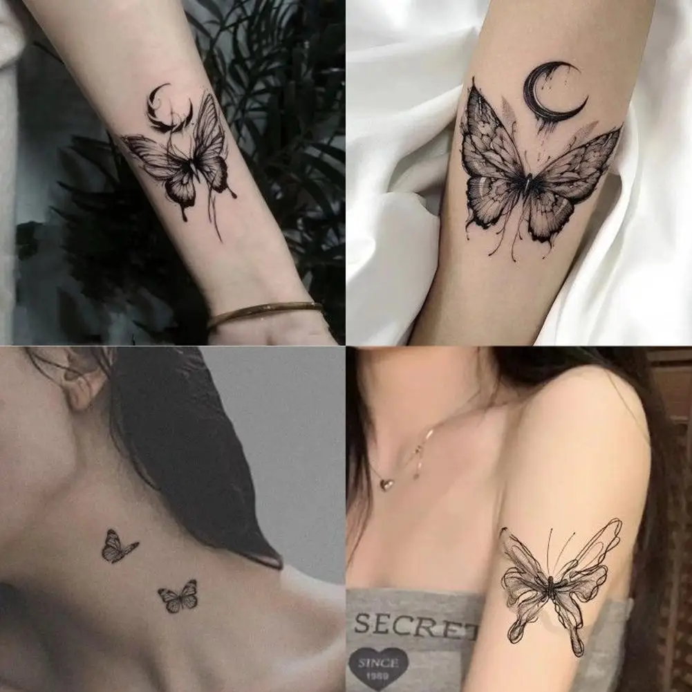 5PCS Waterproof Temporary Tattoo Sticker 3D Butterfly Fake Tattoo Leg Arm Art Disposable Temporary Butterfly Tattoo Sticker