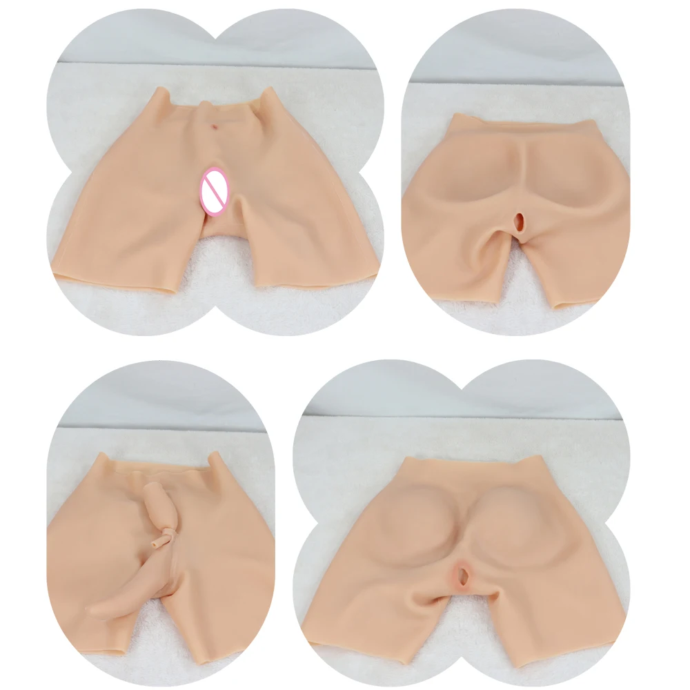 YUERUGOU Silicone Realistic Fake Vagina Panties Wearable For Shemale Drag Queen Transgender Sissy Gay Cosplay Hip Enhanced Pants
