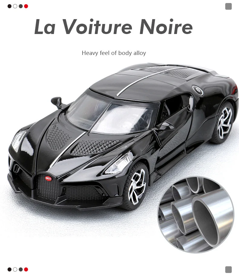 Hot 1:32 scale wheels Bugattis La Voiture Noire super sport car metal model with light and sound diecast vehicle pull back toys