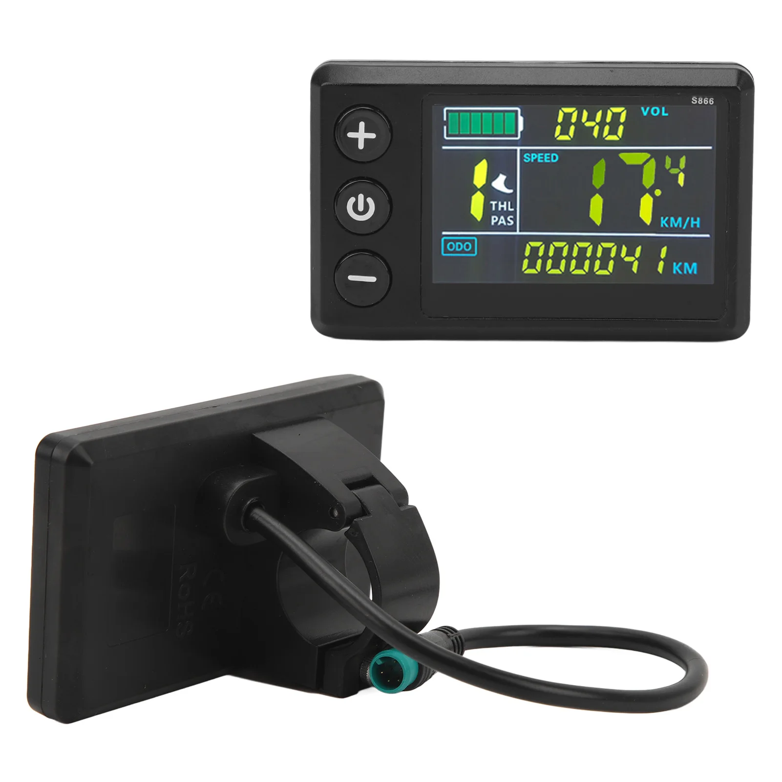 Electric Bike LCD Display Meter Waterproof ABS and Acrylic Backlight Electric Bike Display Screen for 22.2mm Handlebars