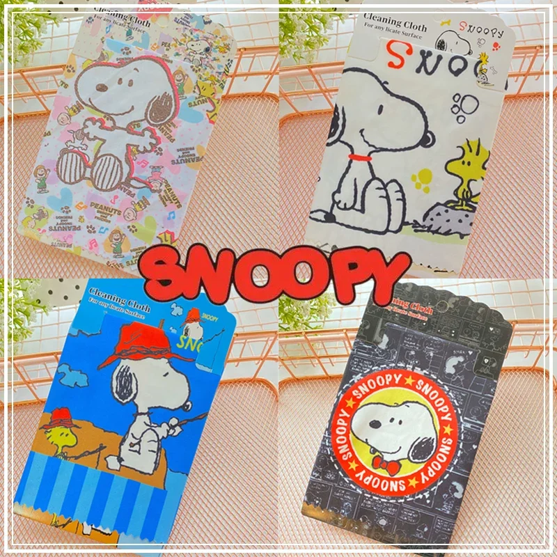 15x15cm Kawaii Snoopy Cleaning Glasses Eyeglasses Microfiber Clean Cloth for Lens Phone Screen Cleaning Wipes Tools Accessories