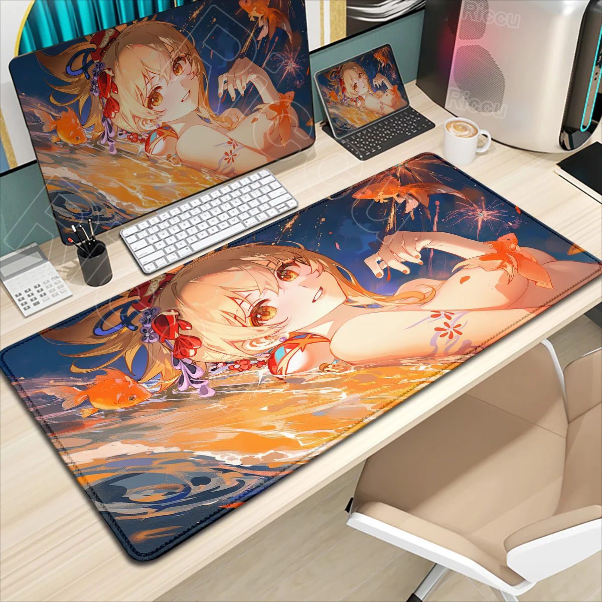 

Pretty Genshin Impact Yoimiya Mousepad Mouse Pad Laptop Gaming Accessories Large Desk Mat Computer Anime Cute Girls Keyboard Rug