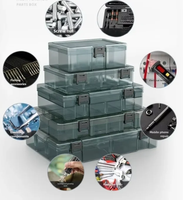 1PC Plastic Tool Storage Box Thickened Grid Classification Screw Parts Electronic Component Drill Bit Accessories Organizer