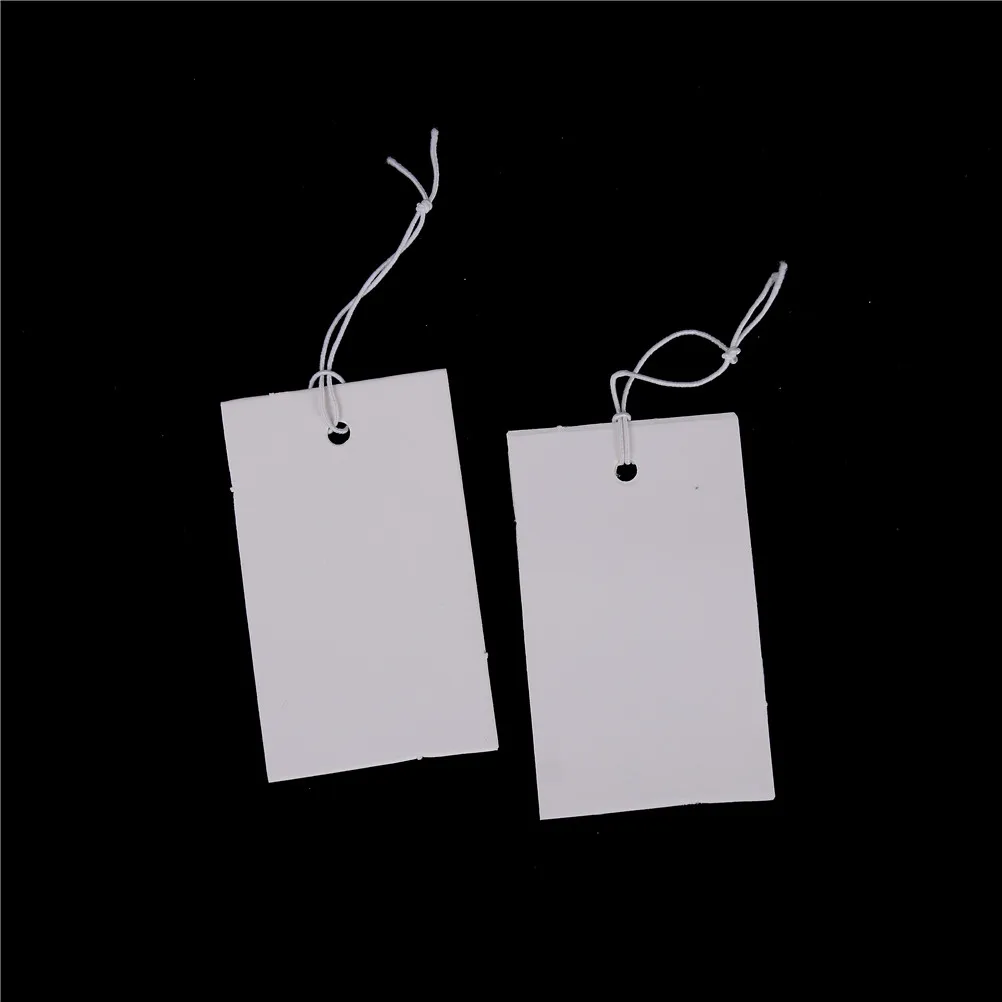 100pcs Price Label Tags String Tie Watch Jewelry Display Merchandise Price Label Paper Cards Rectangular Blank Price Tag