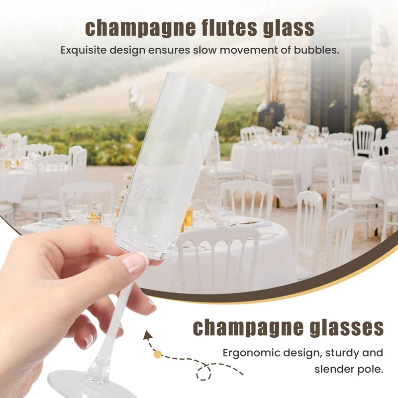 

Glass Champagne Flutes 4 Pack 6-Ounce Champagne Glasses 4Pc Set, Premium Square Edge Blown Glass Wine Glass