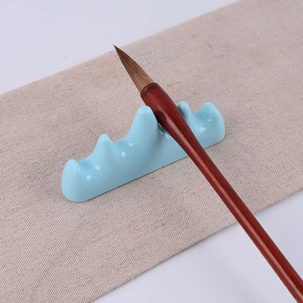 Imitation Jade Hill Shape Craft Decoration School Office Supplies Writing Brush Holder Ink Painting Accessories Pen Rest Stand