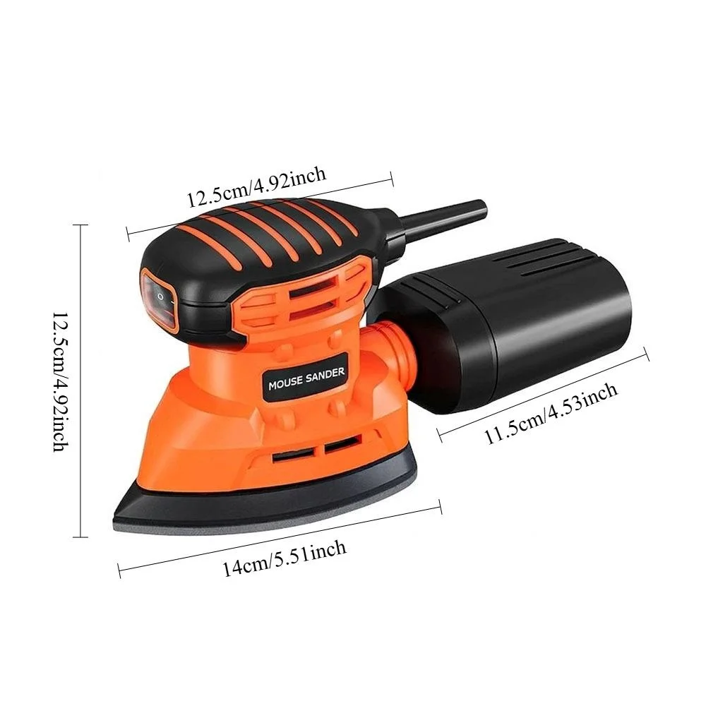 Electric Sander with Dust Collection 12Pcs Sandpapers Corded Power Tool for Wood and Metal Polishing DIY Grinding Machine