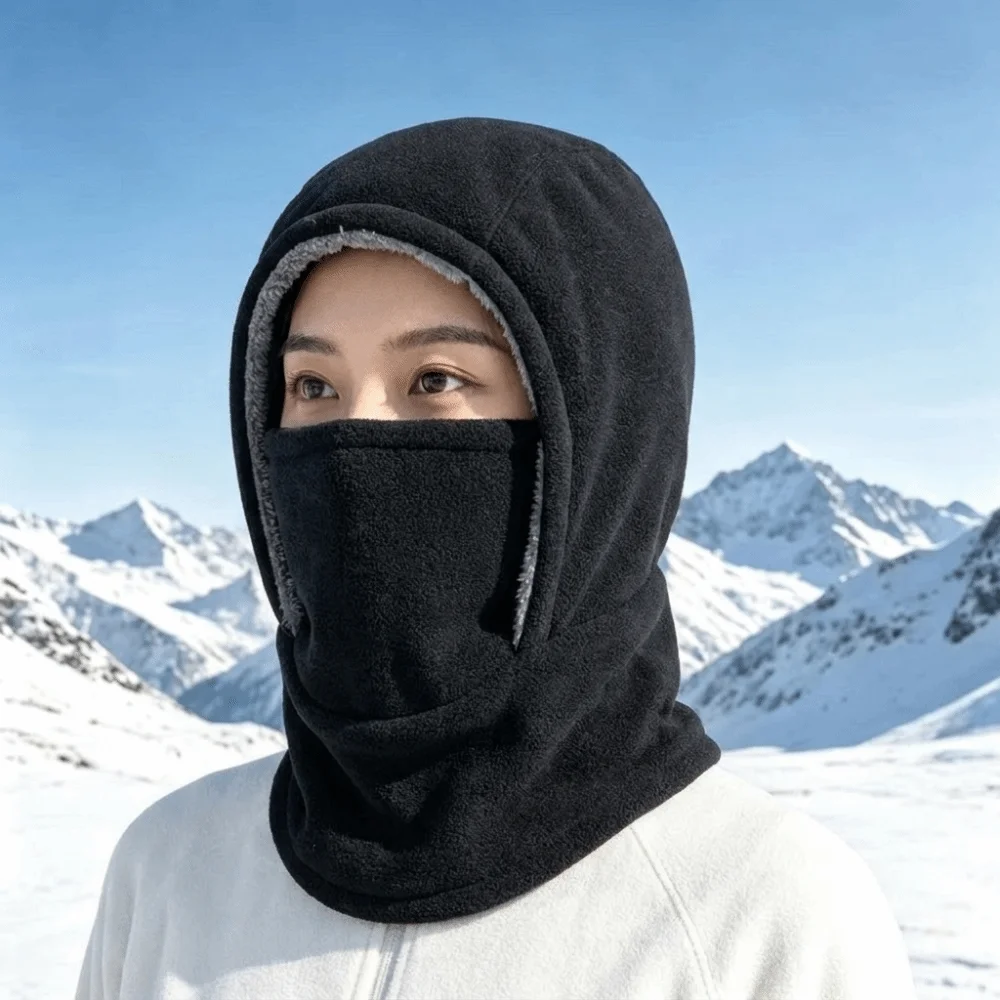 Solid Color Balaclava Cycling Cap Fleece Thermal Warm Hood Hat Neck Warmer Cold-proof Ski Windproof Cap Ski