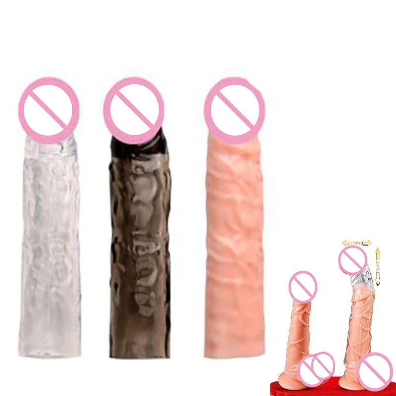 Reusable Penis Sleeve Condoms Delay Ejaculation Prostate Stimulation Safer Adult Contraception Penis Ring Extender Men Sex Toys