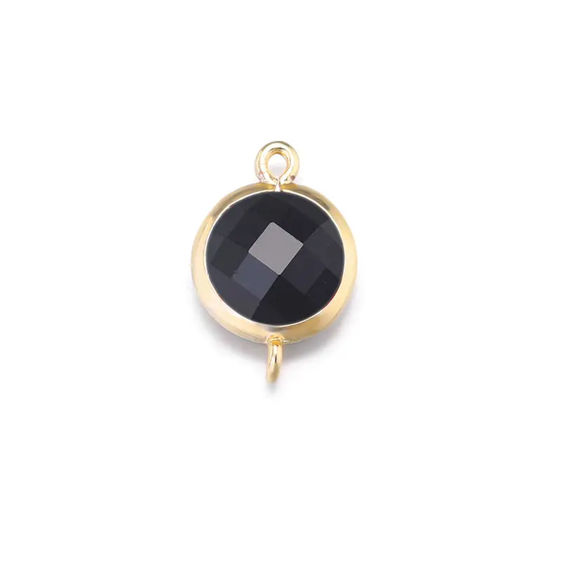 4PCS 18K Gold Color Round Colourful 2 holes Connect Charms High Quality Necklace Earrings Accessories Rosediy official-website