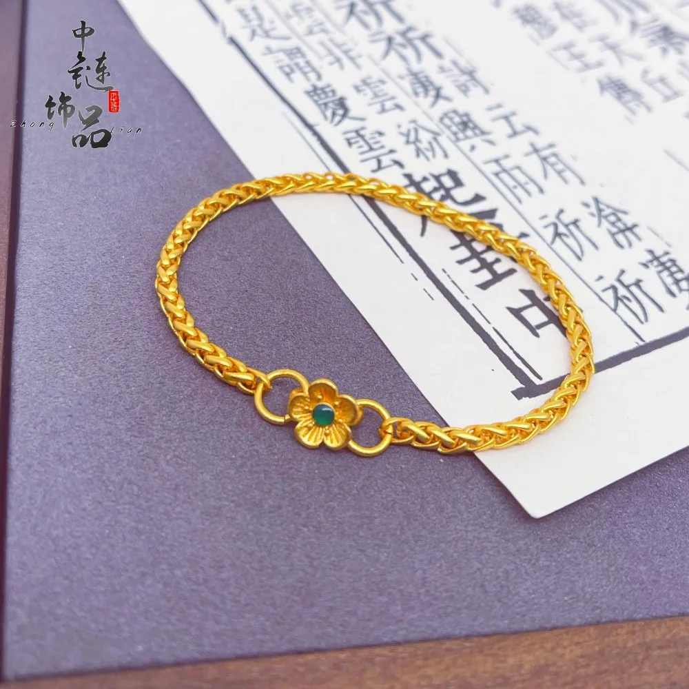 Gold bang title flower bracelet temperament all kinds of wheat ears 9999gold