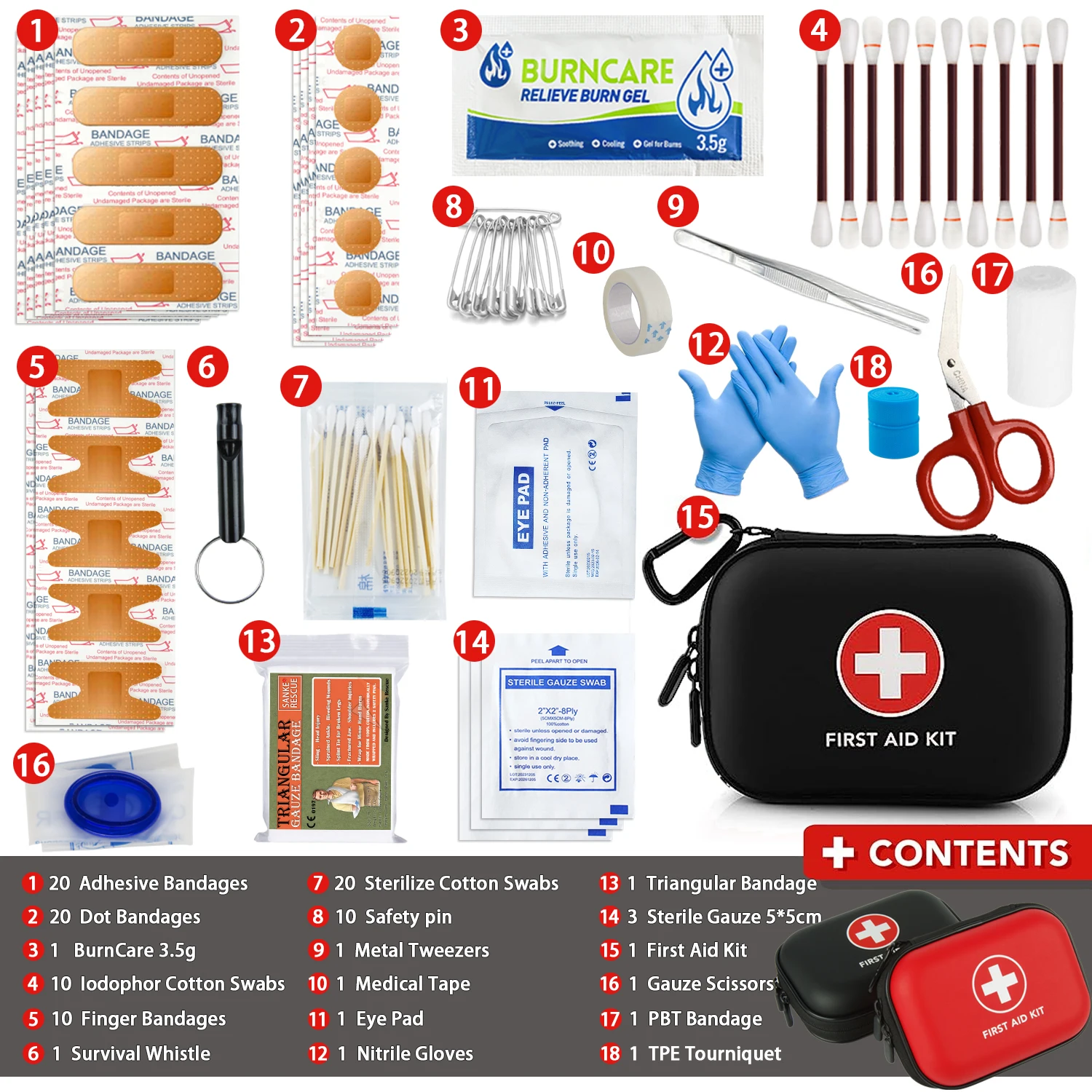 

Portable Emergency Medical First Aid Bag Kit, Outdoor Travel, Camping Equipment, Medicine Survival, Household, 103Pcs