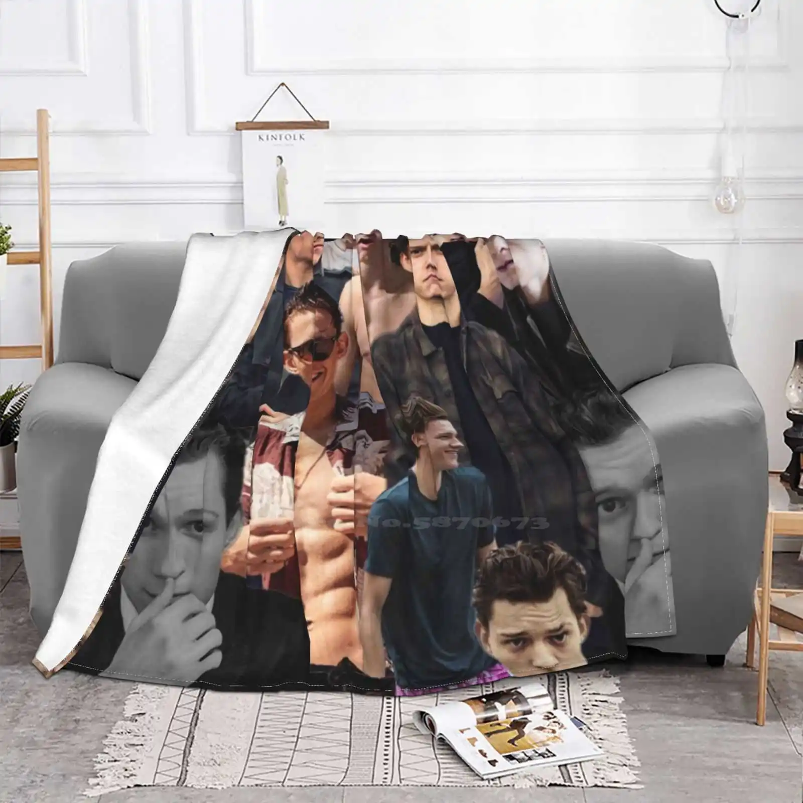 Tom Holland Collage Top Quality Comfortable Bed Sofa Soft Blanket Tom Holland Cute Tom Holland Collage Tom Holland Shirtless