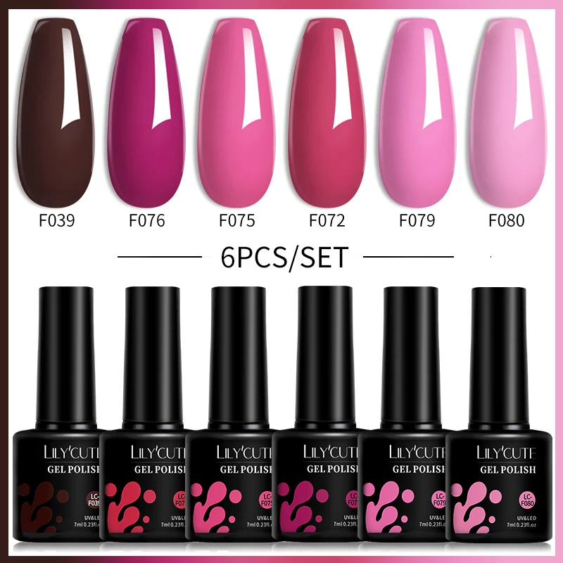 LILYCUTE 6 pièces/ensemble Macaron Gel vernis à ongles Kit printemps été 6 couleurs néon gel ongle uv LED Nail Art Gel vernis semi permanent Base