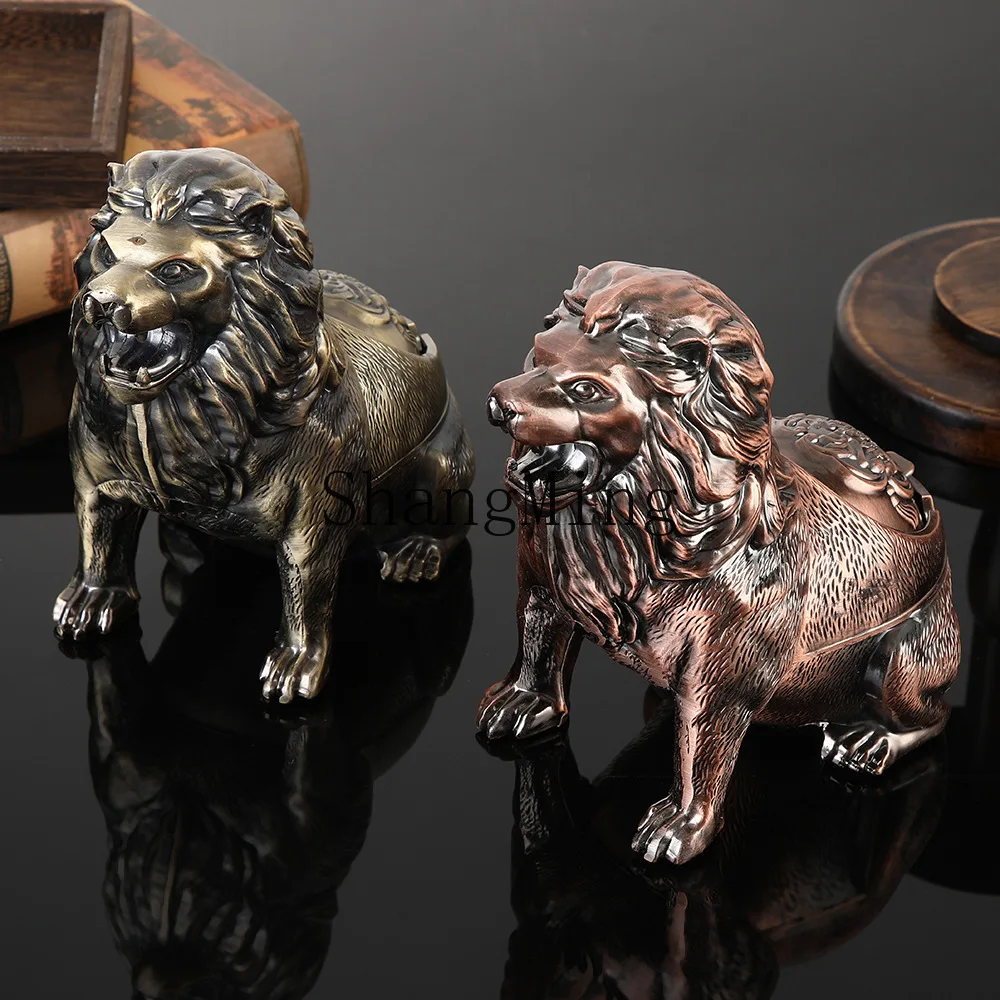 

Пепельница CL Lion для дома и гостиной, с защитой от разлета пепла, декоративная, в стиле легкой роскоши, металлическая, для офиса.