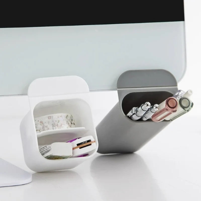 Multi Functional Desktop Display Pocket Pen Holder, Office Desk Stationery Pen Box, Adhesive Small Item Storage Tube image 5