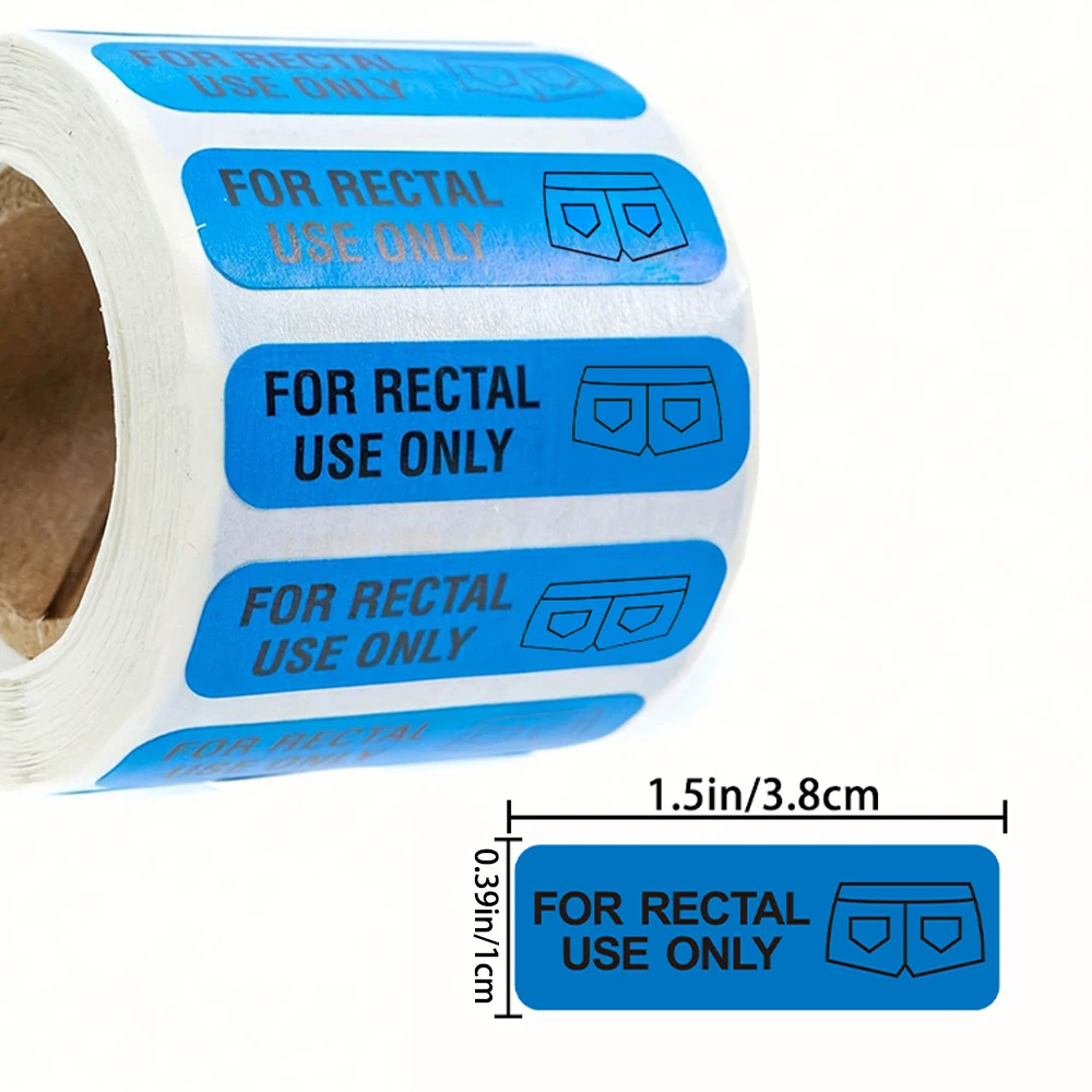 500Pcs 0.39*1.5in Blue "For Rectal Use Only" Waterproof Prank Marking Decorative Label Stickers image 4