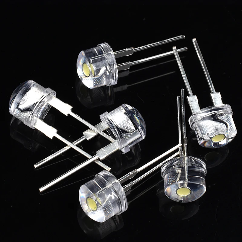 10Pcs In-Line 8Mm Strohoed Led Wit Rood Blauw Emerald Licht 0.5W Led F8 Lamp kraal Dip