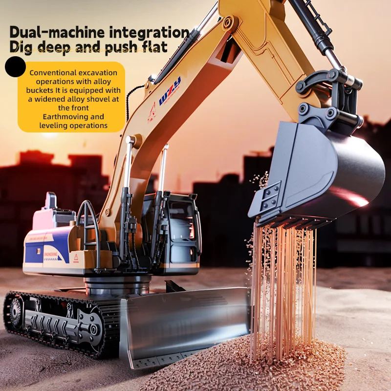 

Remote Control Excavator Construction Toy: Simulation Steering Wheel Controller, Realistic Tracked Digger for Children