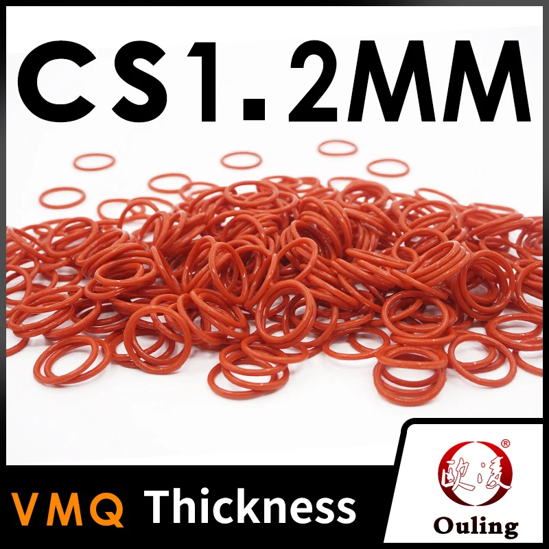 30PCS/Lot Red VMQ O‑Ring CS1.2mm OD5-40mm Good Elasticity Silicone Rubber Gasket Washer For Machinery Plumbing Sealing