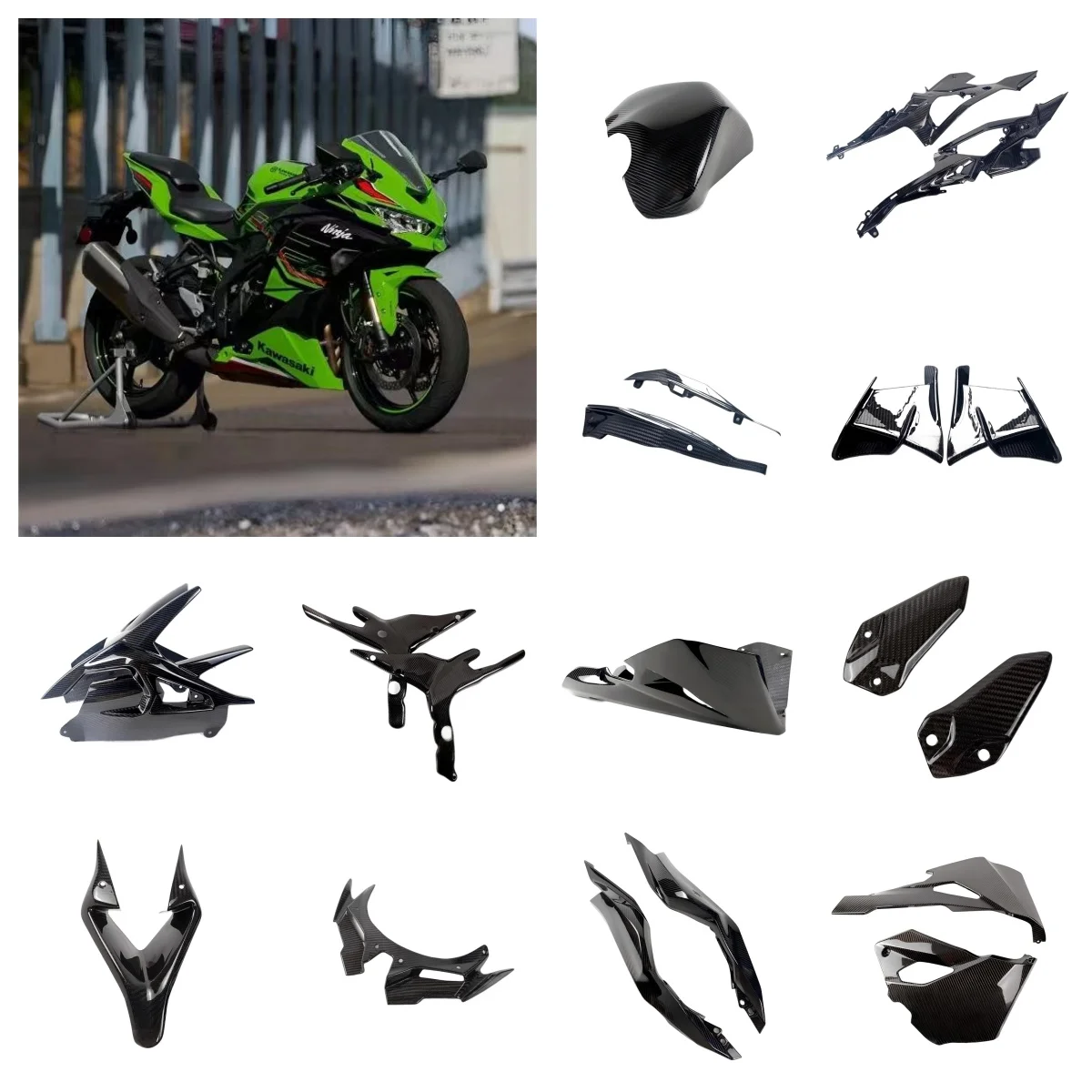 3K 100% Dry Carbon Fiber Motorcycle Rocker Arm Rear Mudguard Integrated ZX4RR/25R Carbon Fiber Fairing  Accessories