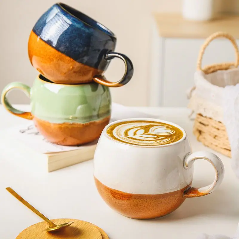 Kaffeetasse aus Keramik, hochwertiger Becher mit Deckel und Löffel, Wasser, Zuhause, Frühstück, großes Fassungsvermögen, Strohhalm