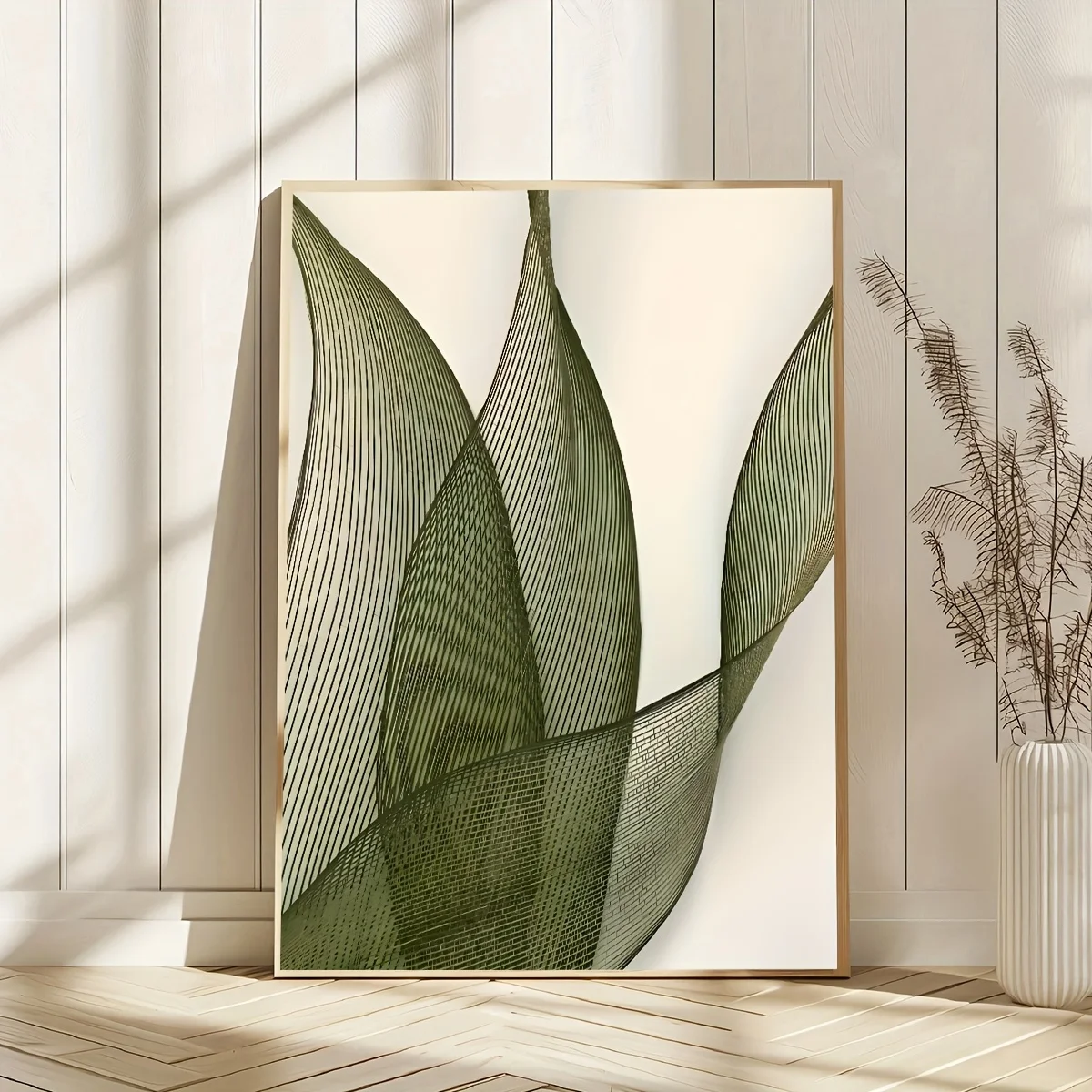 Frameless Green Abstract Art Posters, Japandi Minimalist Canvas Painting, Wall Art, Birthday Present, Living Room, Bedroom, Kitc