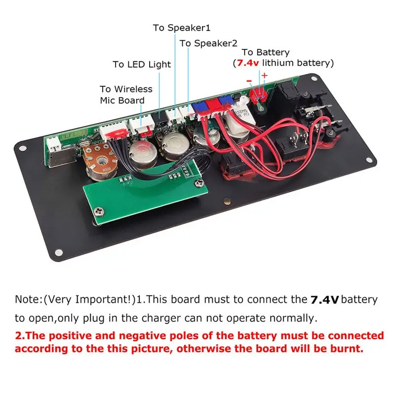 BIGSALE-7.4V Amplifier Board Square Dance 2X10W Speaker Amplifier Support Bluetooth AUX U-Disk 5-8Inch Speaker DIY Home Theater