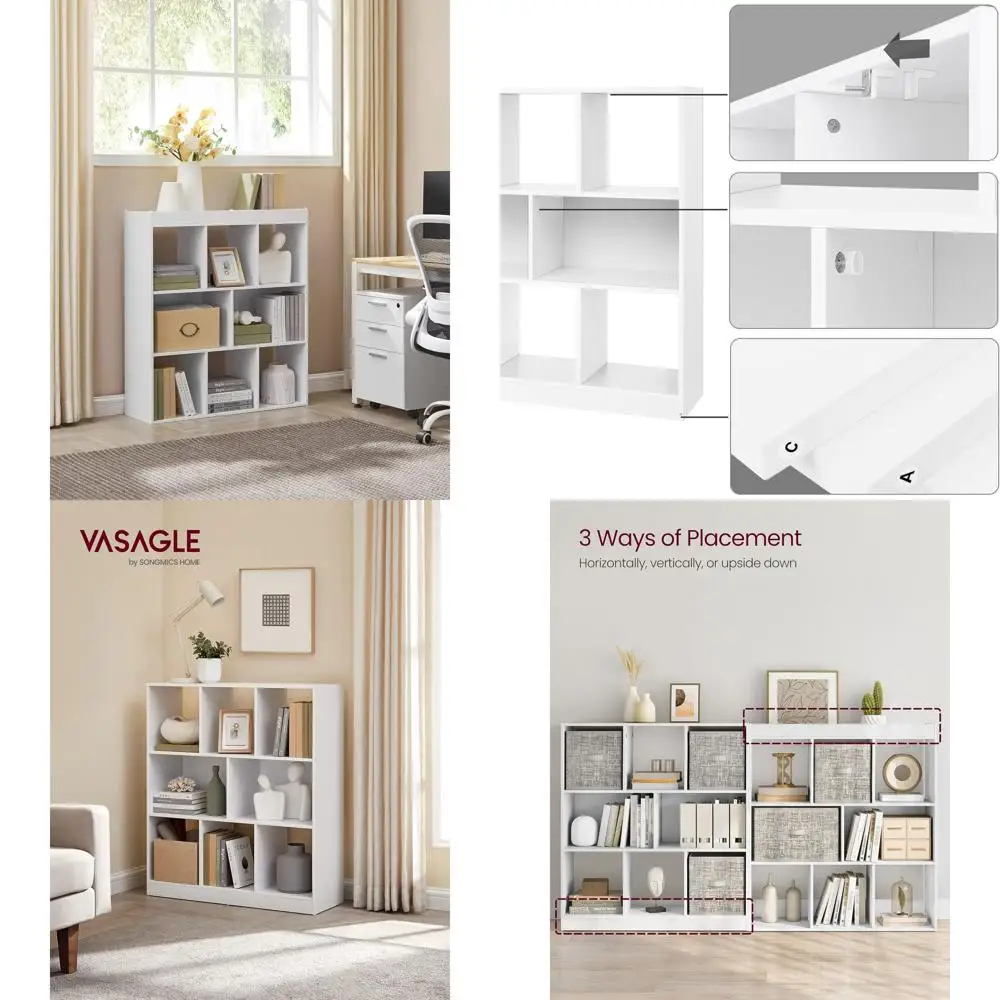 

Горизонтальная книжная полка Cloud White с 8 отделениями, 11x35,4x39,4, для гостиной, кабинета, офиса