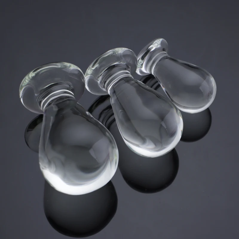 3 Size Butt Plug Bulb Shape Smooth Glass Anal Plug Dildo Vaginal Massager Anal Dilator Prostate Massager Sex Toys For Men Women