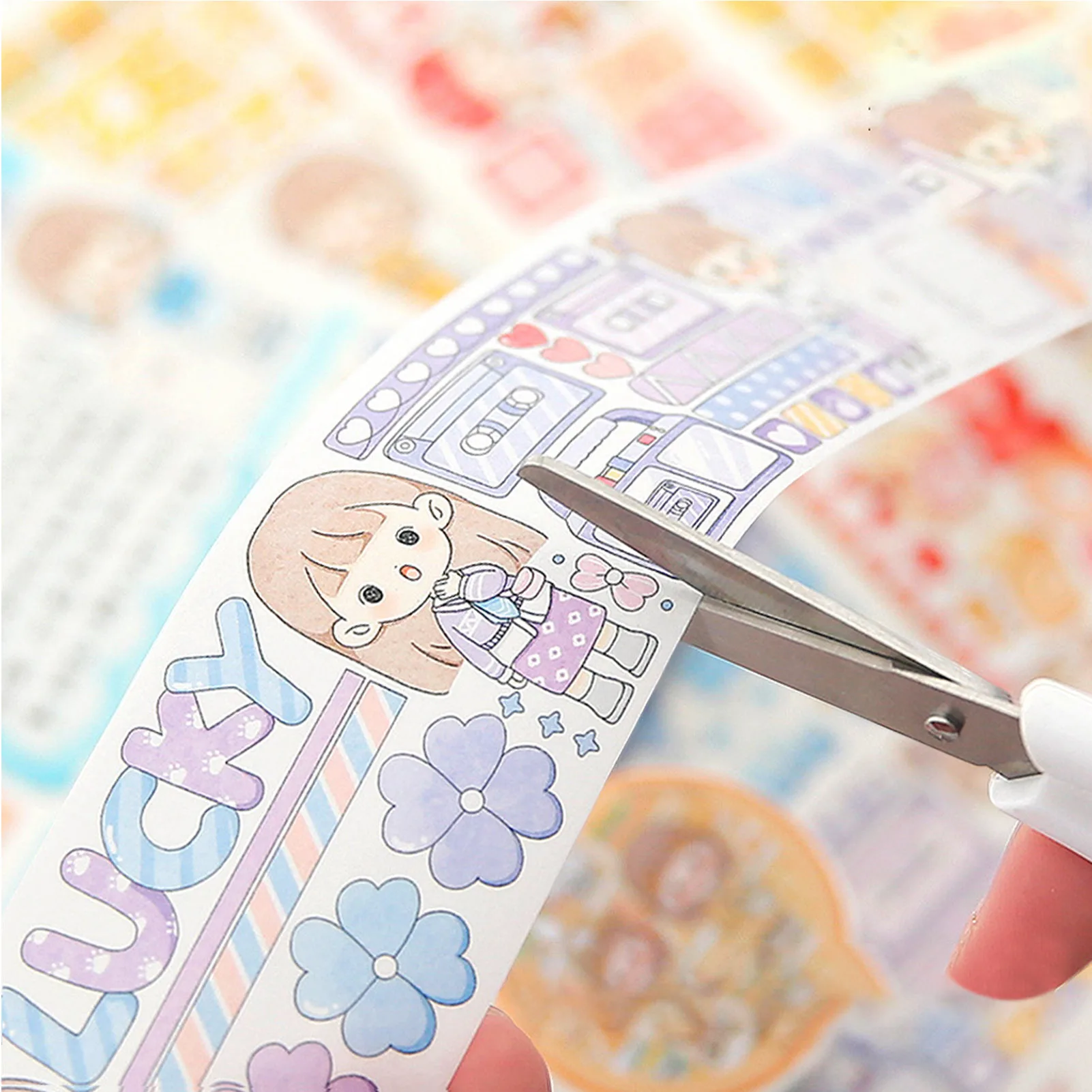 Cute Cartoon Girl Decorative Adhesive tapes Sweet jamparty Diary WashiTape Scrapbooking DIY Paper Scrapbooking Stickers