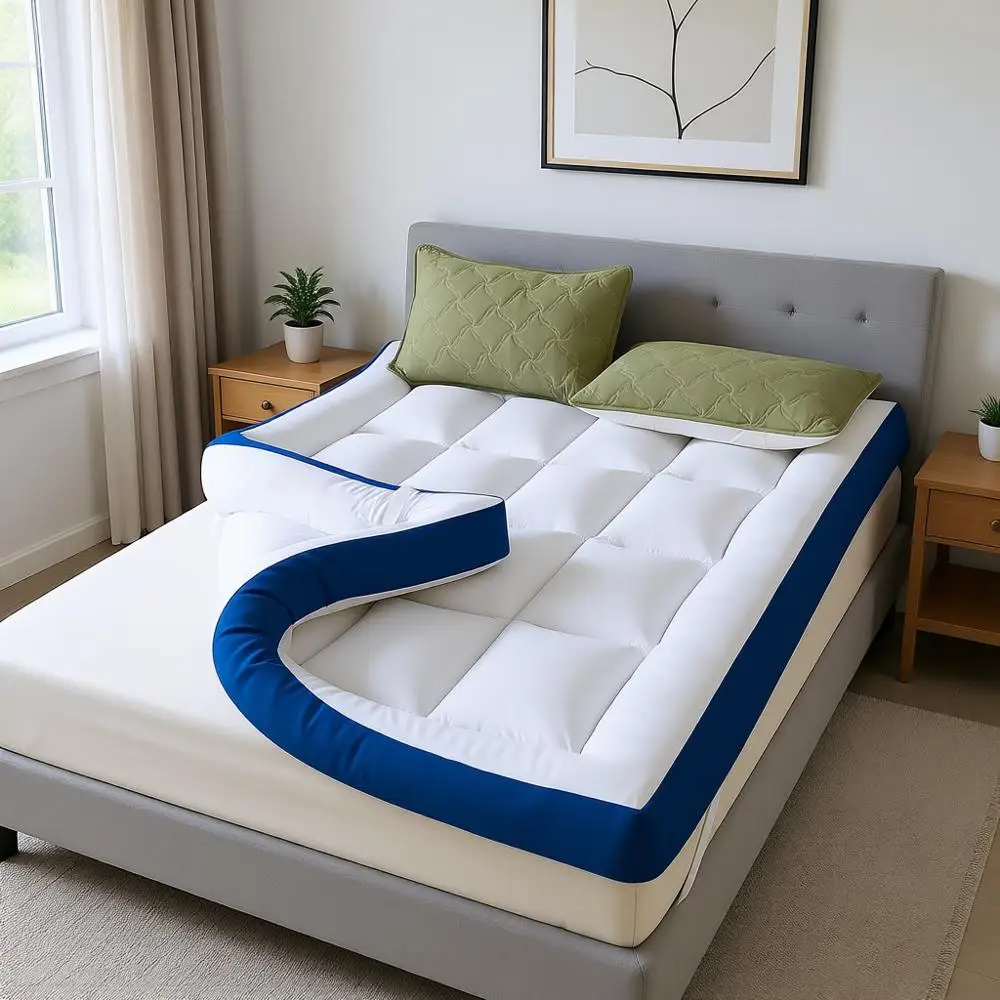 

Наматрасник из пены с эффектом памяти 5 дюймов (12,7 см) для матраса размера Queen, верх из 100% хлопка, наполнен дышащей и мягкой пенной подушкой с эффектом памяти, 4 эластичных ремня