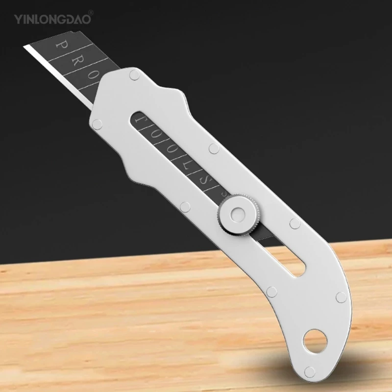 High hardness Stainless Steel Utility Knife Steel Wallpaper Knife Holder Durable Sturdy Fast Cutting Manual Lock Comfortable Gri