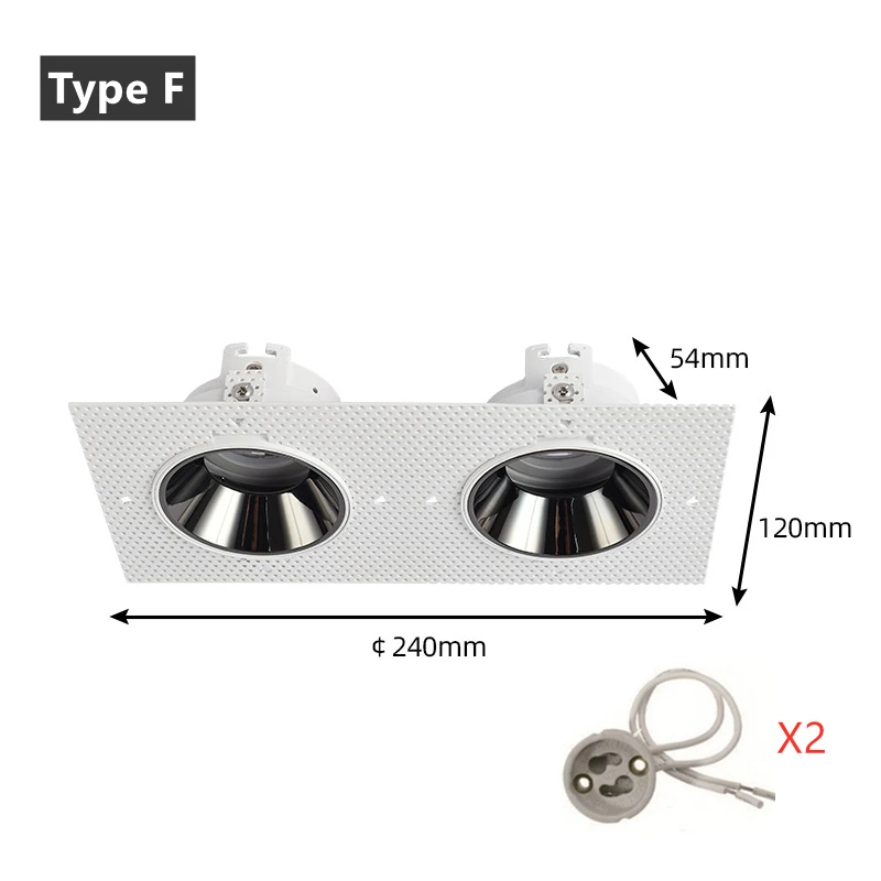 DL013 Trimless Pleisterwerk LED Downlight Beugel Verstelbare Inbouw Plafondspot Frame Socket GU10/MR16 Lamphouder Fitting - afbeelding 1
