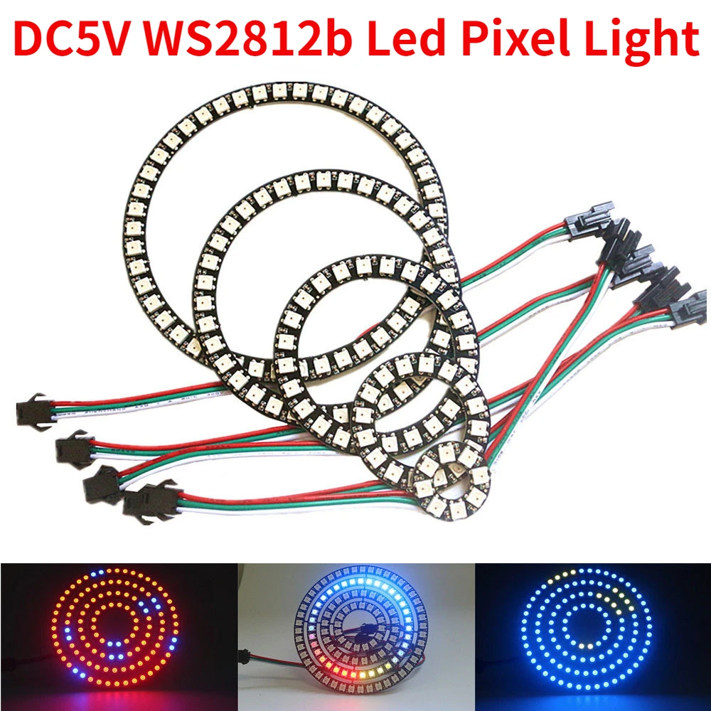 

DC5V ws2812b led Pixels Light 16/24/35/45 leds SMD5050 RGB Individual Addressable Ring Round Lamp Development Board for toy cars