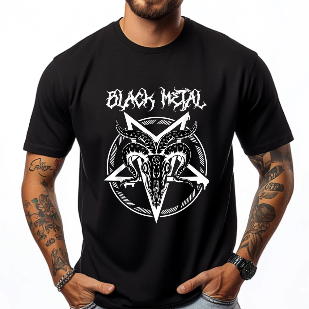 

Black Metal Goat Pentagram Sports T Shirt Men Camisetas De Hombre Printing New Fashion Printed T-shirt