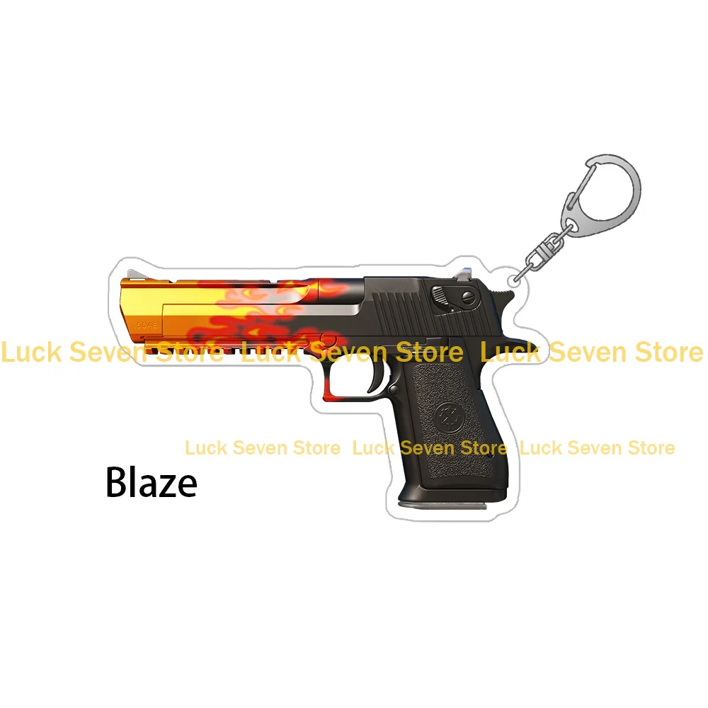 LuckySevenStore CS2 GO Pistols Desert Eagle Blaze Golden Koi Printstream Heat Treated Skins acrylic keychain Bag pendant