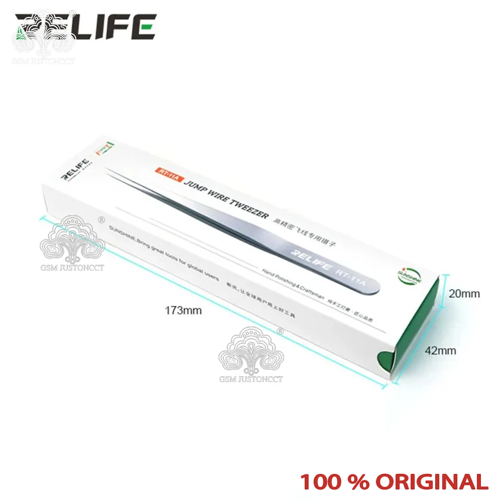 RELIFE RT-11A Flying Line Jump Wire Tweezers Dedicated Antimagnetic Soldering Tweezers Mobile Phone CPU IC Opening Gripping Part