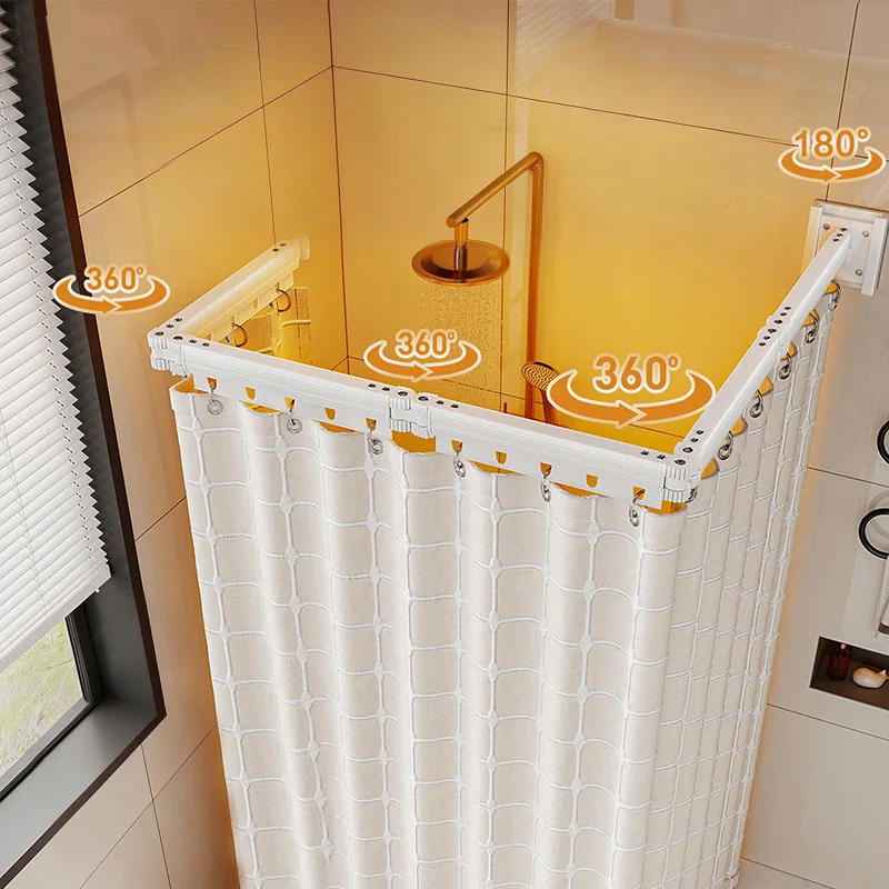 2/3/4/5 Folding Suction Cup Shower Curtain No Hole Required Waterproof Mold-resistant Toilet Partition Curtain Shower Curtain