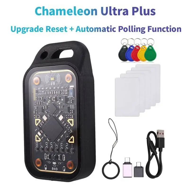 New Tech Chameleon Ultra Plus RFID Smart Card Emulator Reader+ CUID Card IC ID Card Decode Reset+ 5XUID Keychain Automatic Polli