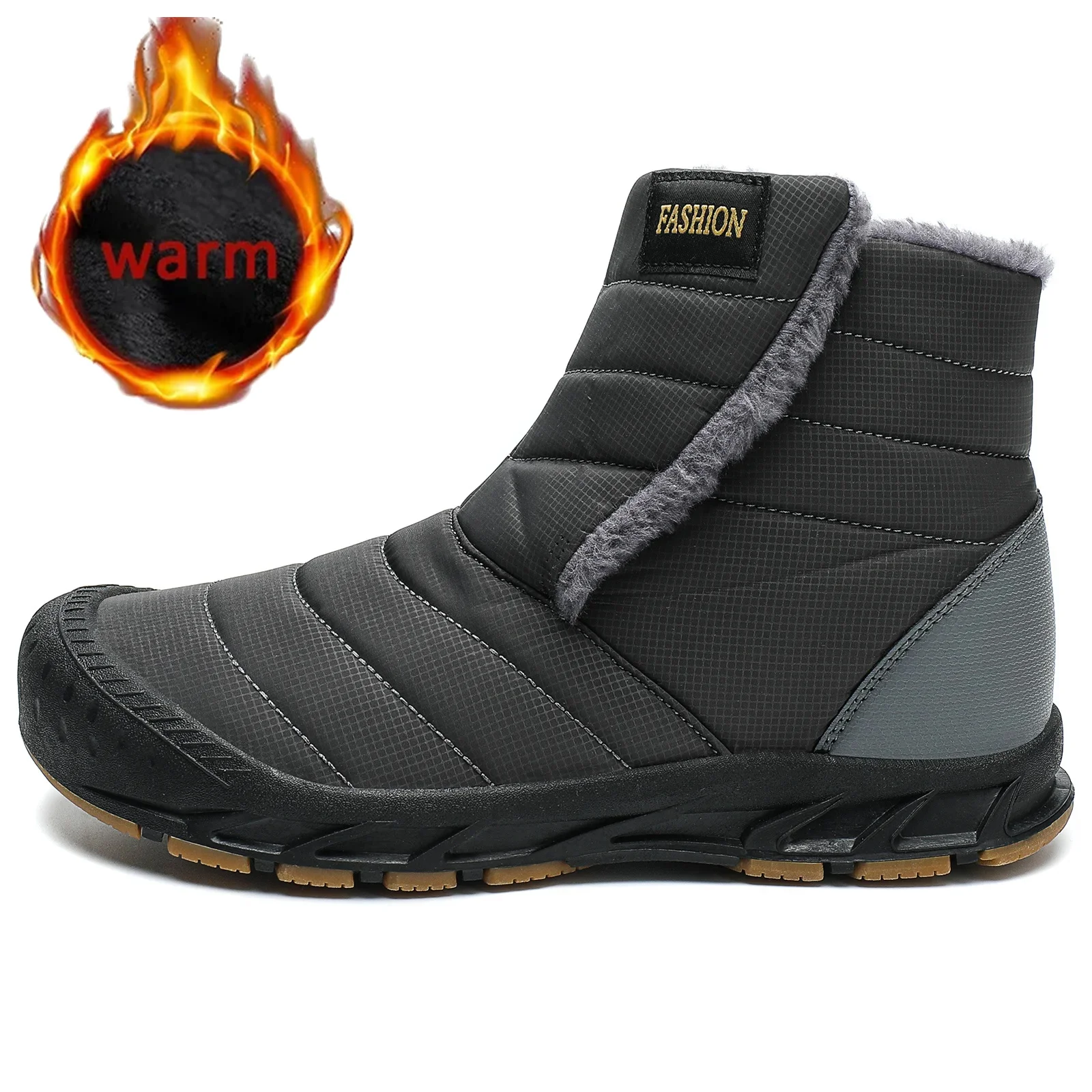 

Brand Winter Men Waterproof Snow Boots Warm Plush Ankle Boots Men Outdoor Sneakers Work Boots High Quality Plus Size Men's Boots